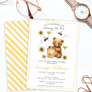 Honey mummy to bee teddy bear baby shower invitation