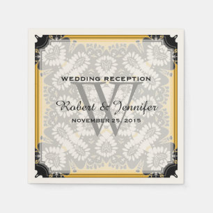 Honey Mustard & Black Tribal Love Paper Napkins