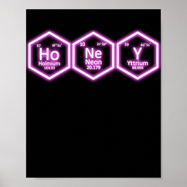 Honey Neon Element Periodic Table Science Poster (Front)