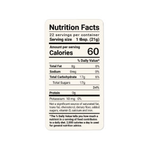 Honey Nutrition Facts Address Label Ivory