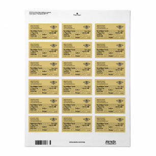 Honey Nutrition Facts Beekeeper Logo Gold Label