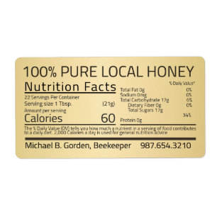 Honey Nutrition Facts Gold Shipping Label