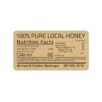 Honey Nutrition Facts Kraft Address Label