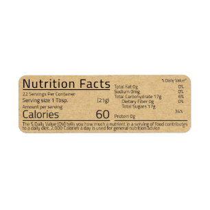 Honey Nutrition Facts Kraft Return Address