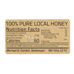 Honey Nutrition Facts Kraft Shipping Label with Be