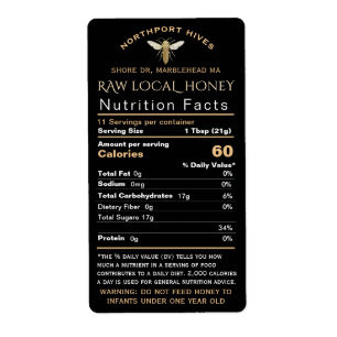 Honey Nutrition Infant Warning & Bee Shipping Size