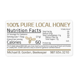 Honey Nutrition Little Bee Address Labels