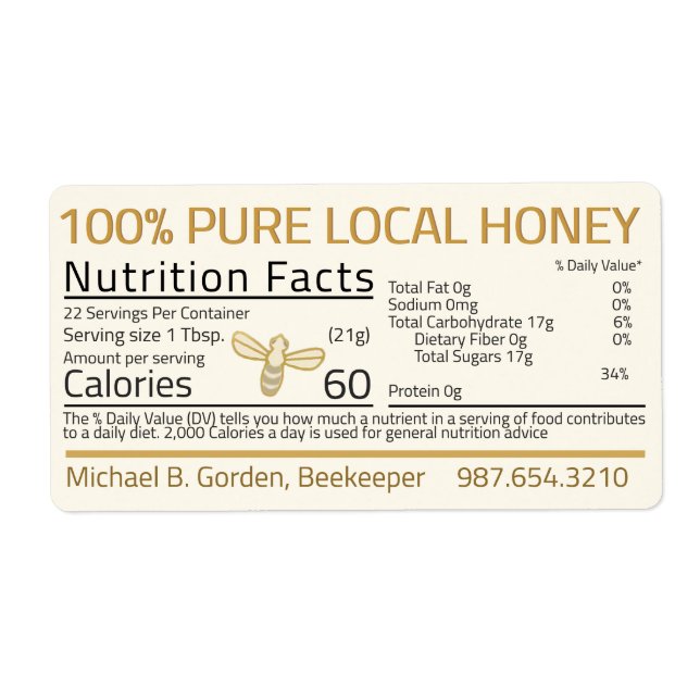 Honey Nutrition Little Bee Shipping Labels  (Front)