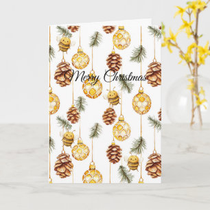 Honey Ornaments Happy Bees Christmas Pine Cones Card