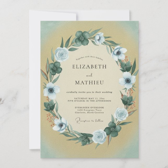 Honey Pale Blossom Wedding Invitation (Front)