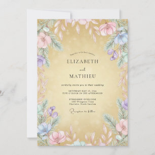 Honey Pastel Wildflower Wedding Invitation
