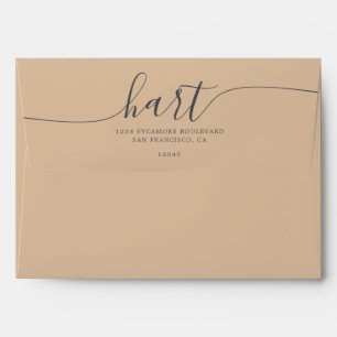 Honey Peach with Black Script Return Address Envelope