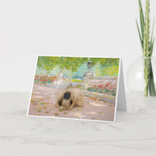 Honey Pekingese in Floral Setting Card