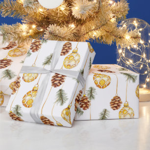 Honey Pine Cones Christmas Wrapping Paper