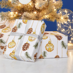 Honey Pine Cones Christmas Wrapping Paper