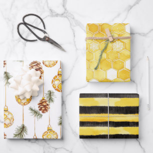 Honey Pine Cones Christmas Wrapping Paper Sheet