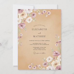 Honey Plum Ranunculus Eucalyptus Wedding Invitation