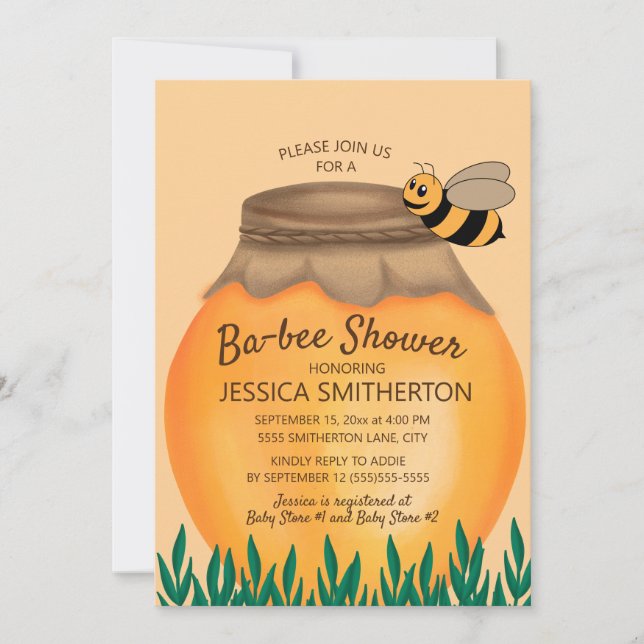 Honey Pot and Bumblebee Baby Shower Invitation (Front)