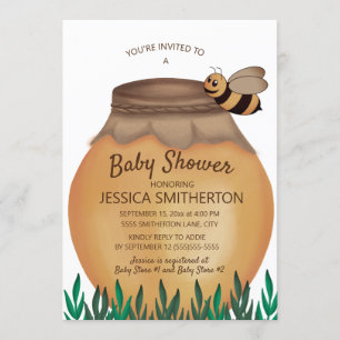 Honey Pot and Honeybee Girl Boy Baby Shower Invitation