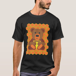 Honey Pot Bear Cute Kawaii Honeycomb Design T Shir T-Shirt