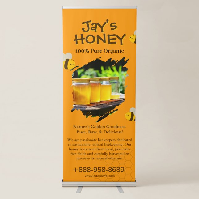 Honey Product Editable Vertical Retractable Banner (Front)