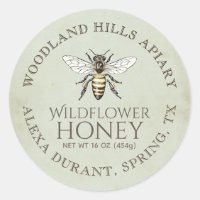 Honey Queen Bee on 1930s Antiqued Green Parchment