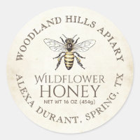 Honey Queen Bee on 1930s Antiqued Ivory Parchment