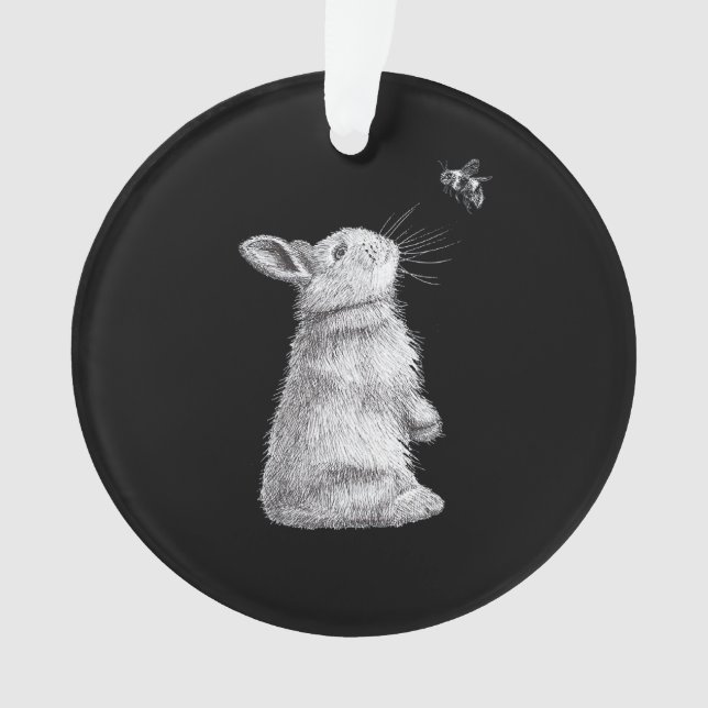 Honey Rabbit & Bumble Bee | Bunny Lover Gift Ornament (Front)