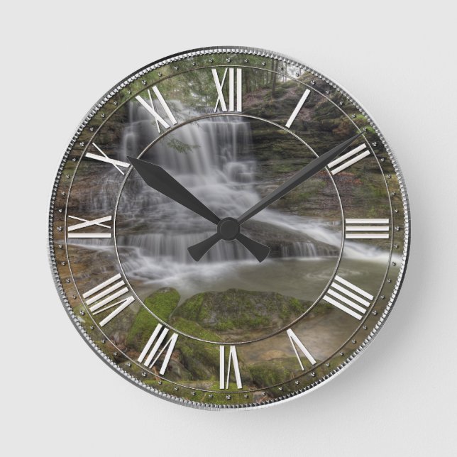 Honey Run Falls, Ohio Round Clock (Front)