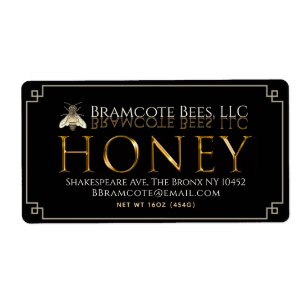 Honey shipping Label Gold on Black