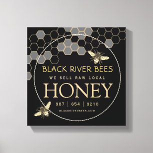 Honey Sign Beekeeper Gold Honeycomb Bees