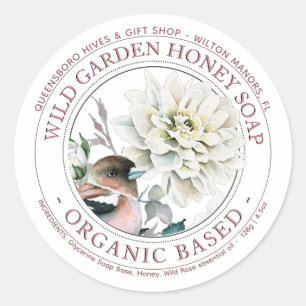 Honey Soap Organic Soap Bar Label Bird Rose Flower