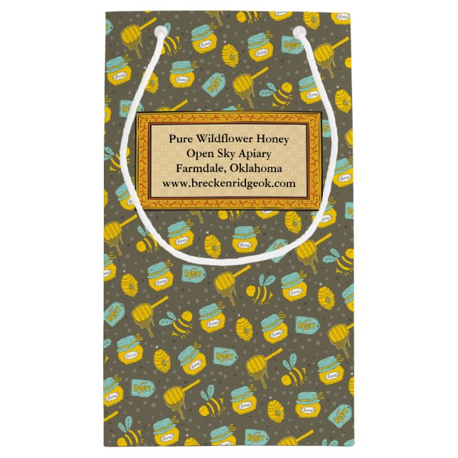 Honey Spoon Pattern Labelled Small Gift Bag (Back)
