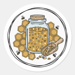 Honey Sugar Scrub Label Illustration Honeycomb