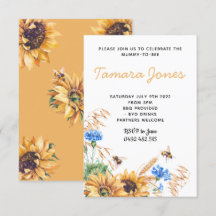 Honey Sunflower Bee Baby Shower Invite Invitation