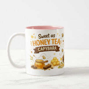 Honey Tea Capybara Cute Cosy Capybara Drinking T Two-Tone Coffee Mug