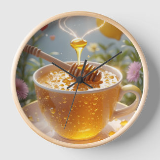 Honey Tea Cup Wall Clock