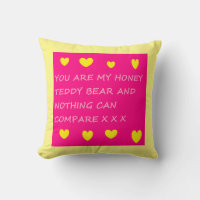 Honey teddy bear logo cushion pillow pink yellow
