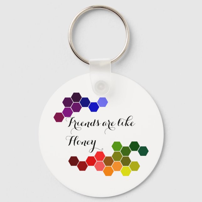 Honey Theme With Positive Words Key Ring (Front)