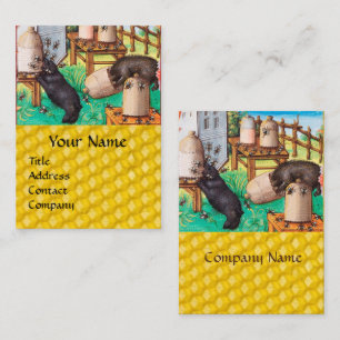 HONEY THIEF BEARS,BEES,BEE HIVES Mediaeval Apiary Business Card