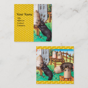 HONEY THIEF BEARS,BEES,BEE HIVES Mediaeval Apiary Square Business Card