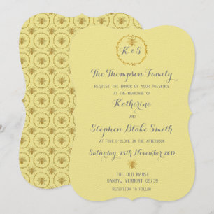 Honey Toffee Gold Foil Golden Bees Wedding Invitation