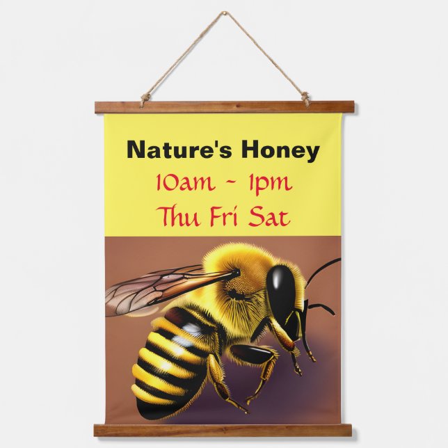 Honey Vendor Signage Wood Topped Wall Tapestry (Front)