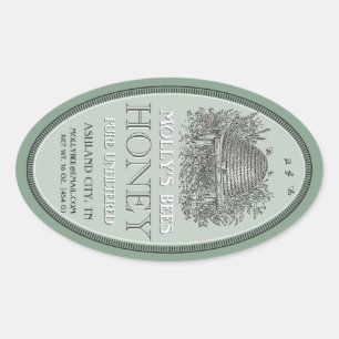 Honey Vintage Oval Skep With Border Label