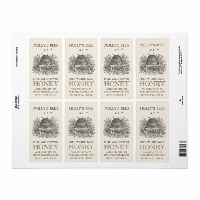 Honey Vintage Skep Shipping Label (Full Sheet)