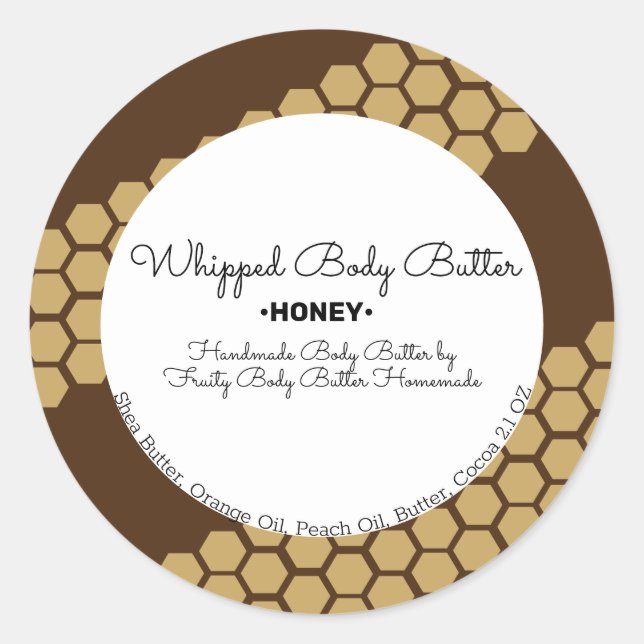 Honey Whipped Body Butter Bath Branding Packaging Classic Round Sticker (Front)