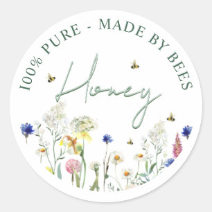 Honey Wildflower Meadow Bee Green Label Flower