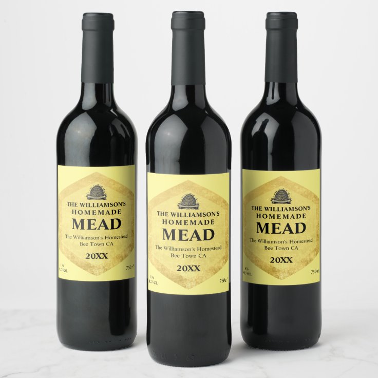 Honey Wine | Homemade Mead |Vintage Beehive Wine Label