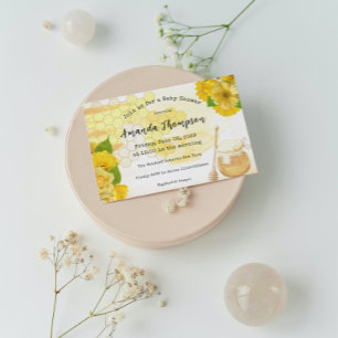 Honey with Flowers and Bee Mom to be Baby Shower Invitation