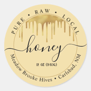 Honey Yellow Label with drips and decorative font